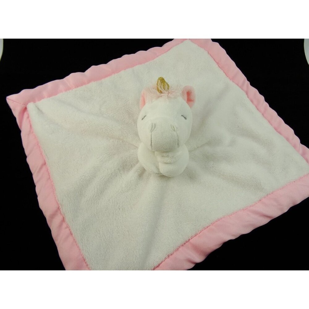 Carters Pink Unicorn Lovey Silky Fabric Baby Security Blanket Plush Toy